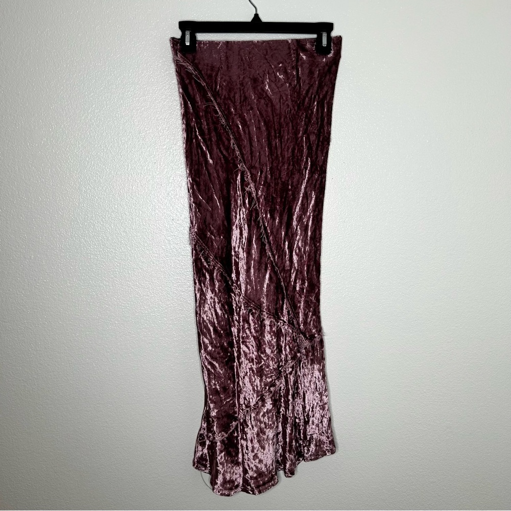 Free People Velvet Maxi Skirt in Plum - Picture 5 of 9
